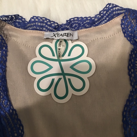 XTaren Royal Blue Paisley Lace Long Sleeve Dress - Picture 2 of 4